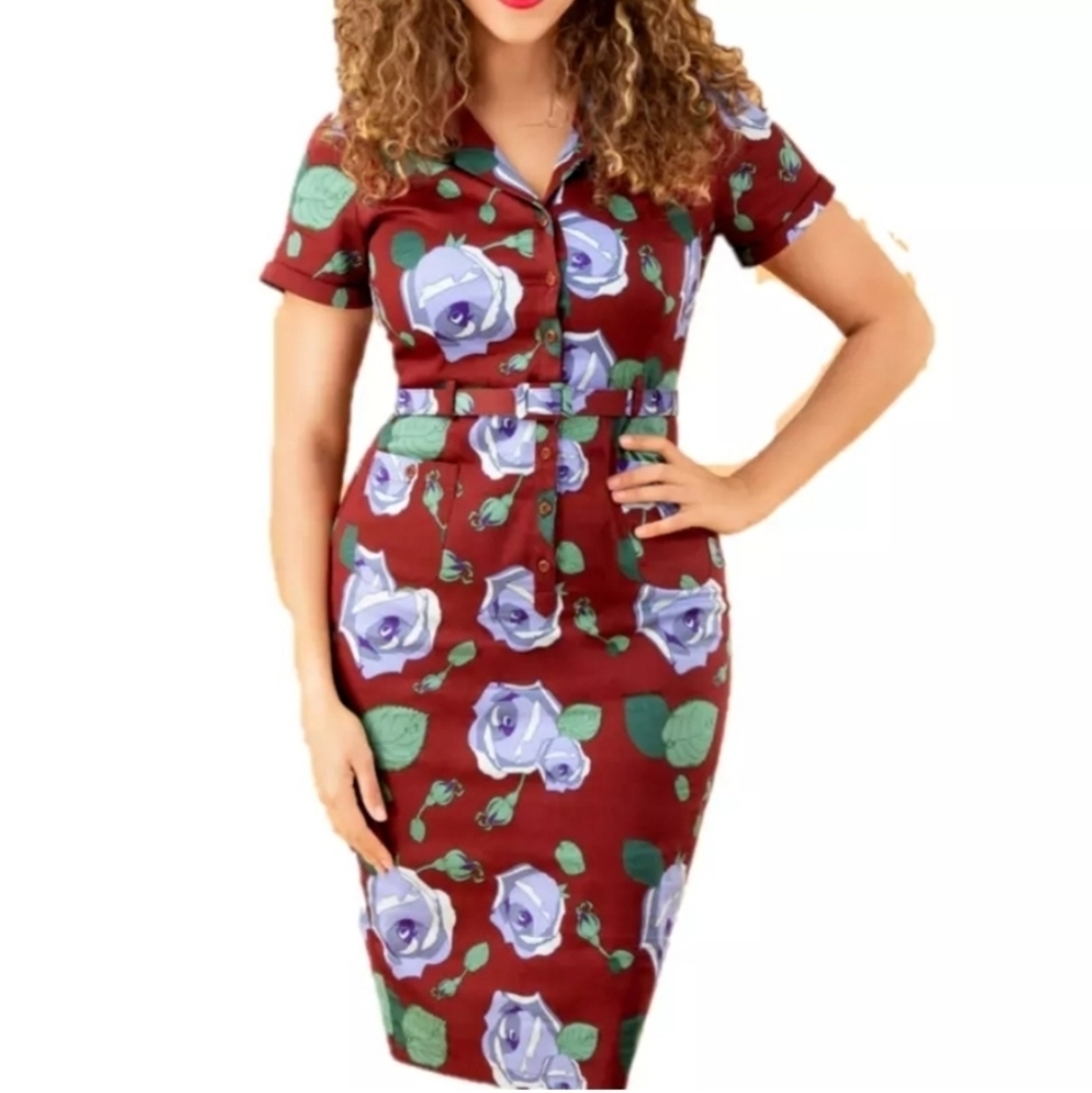 Collectif Caterina Floral Wiggle Dress‎